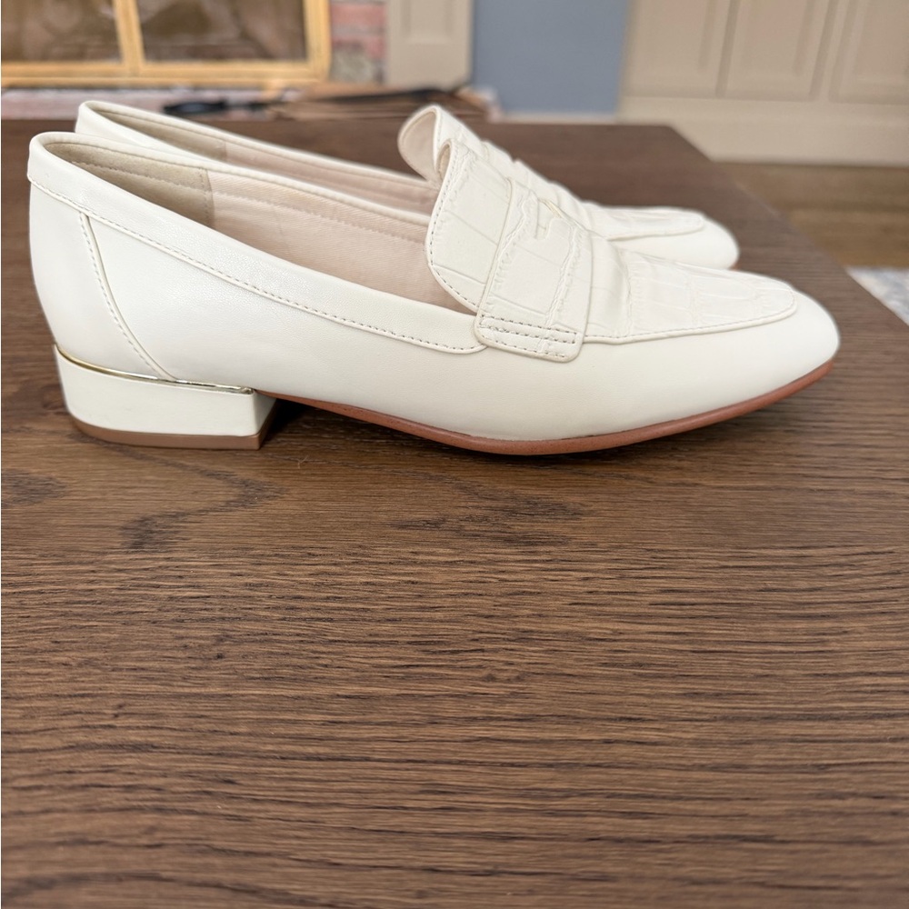 Aldo Cream Loafers with Gold Accent